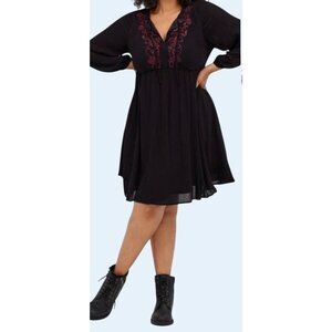 TORRID Embroidered Boho Skater Dress Size 1X NEW NWT